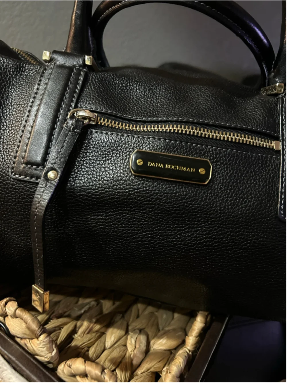 Women's Dana Buchman Black Gold Satchel Bag One Size